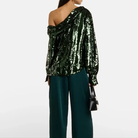 Simkhai Womens Green Alice One-Shoulder Top NWT - Picture 2 of 12